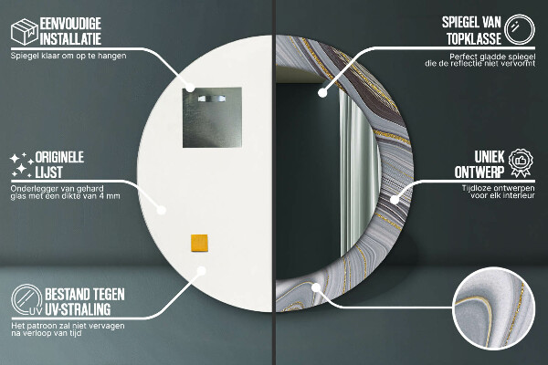 Rund spegel spektakulär Grå marmor