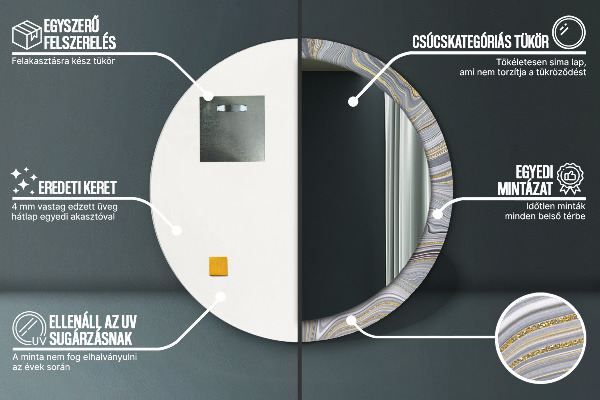 Rund spegel spektakulär Grå marmor