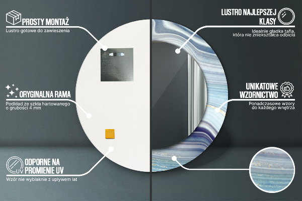 Rund spegel spektakulär Blå marmor