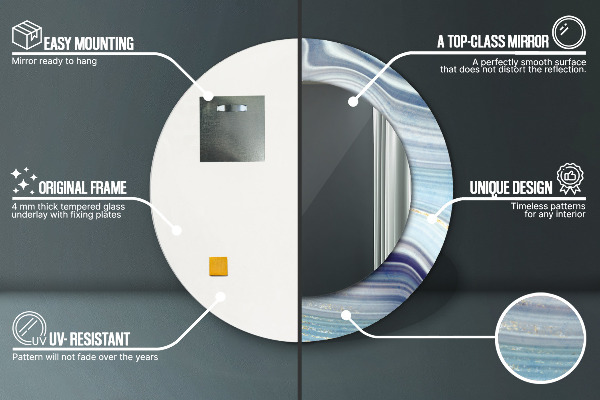 Rund spegel spektakulär Blå marmor