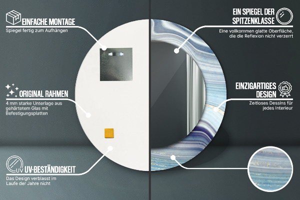 Rund spegel spektakulär Blå marmor