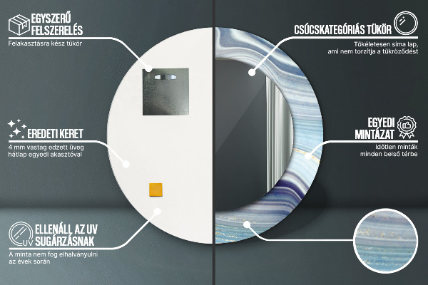 Rund spegel spektakulär Blå marmor