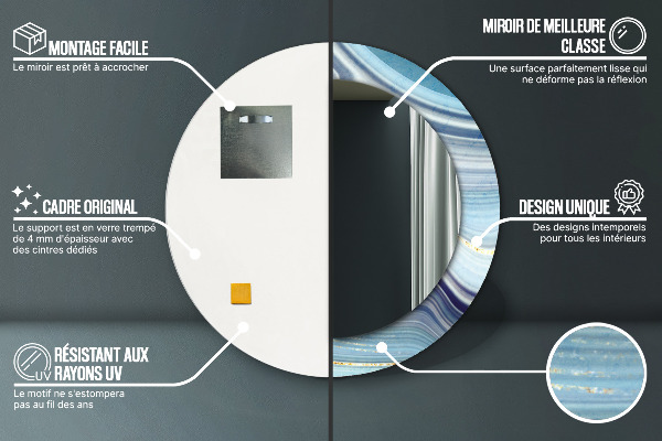 Rund spegel spektakulär Blå marmor