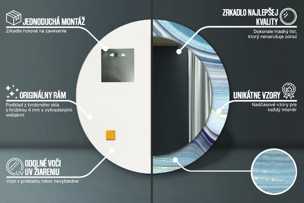 Rund spegel spektakulär Blå marmor