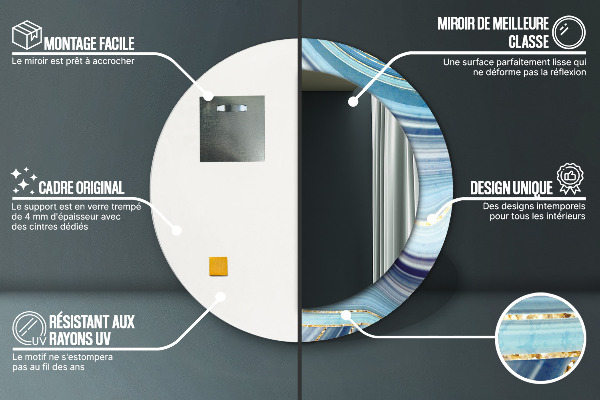 Rund spegel spektakulär Blå marmor