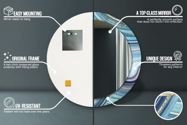 Rund spegel spektakulär Blå marmor