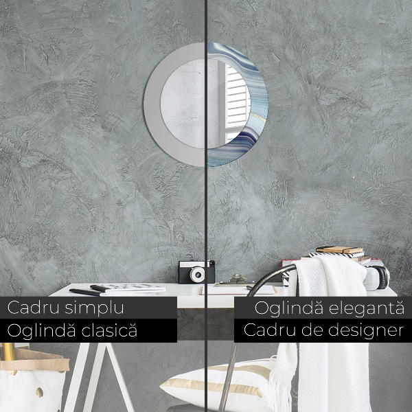 Rund spegel spektakulär Blå marmor