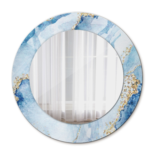 Rund spegel elegant Blåguld marmor