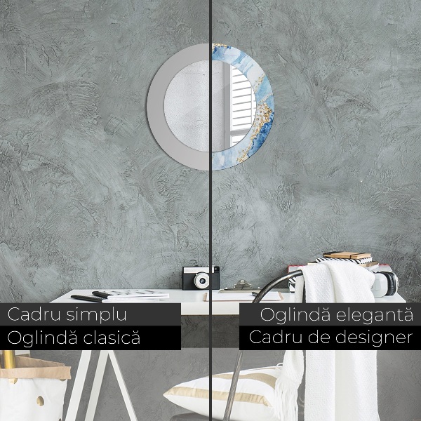 Rund spegel elegant Blåguld marmor