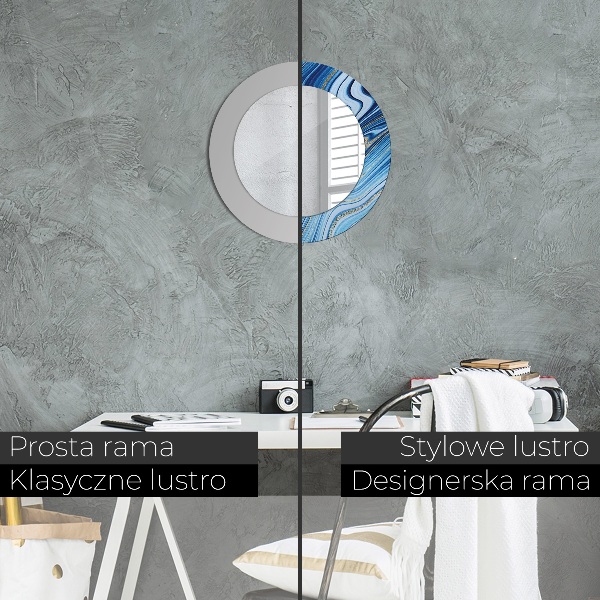 Rund spegel elegant Blå marmorering