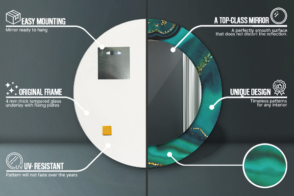 Rund spegel elegant Smaragd marmor