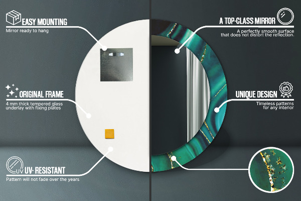 Rund spegel elegant Smaragd marmor