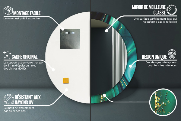 Rund spegel elegant Smaragd marmor