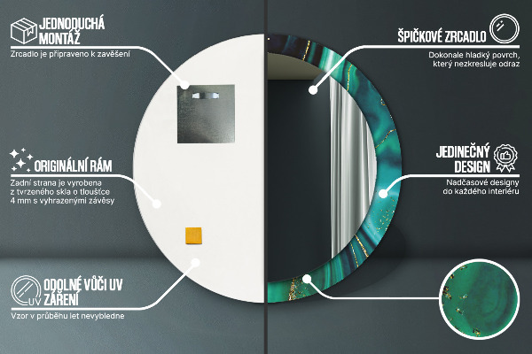 Rund spegel elegant Smaragd marmor