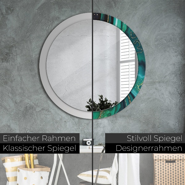Rund spegel elegant Smaragd marmor