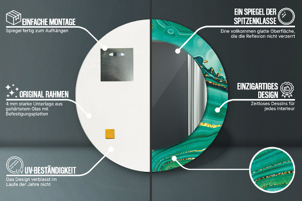 Rund spegel elegant Agat jaspis marmor