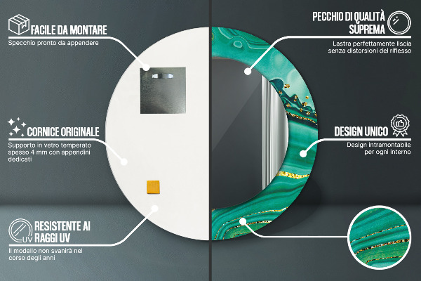 Rund spegel elegant Agat jaspis marmor