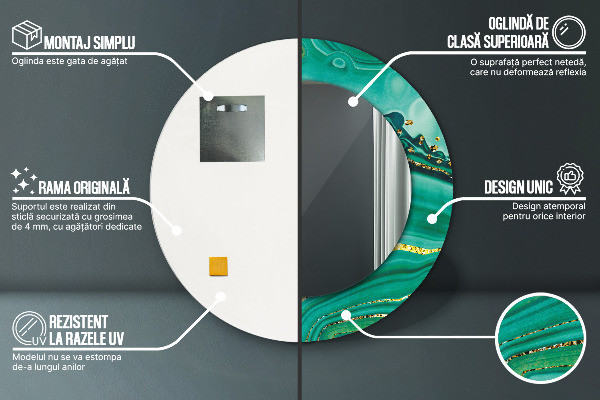 Rund spegel elegant Agat jaspis marmor