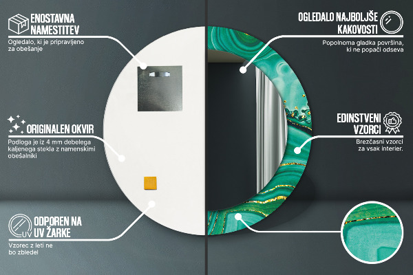 Rund spegel elegant Agat jaspis marmor