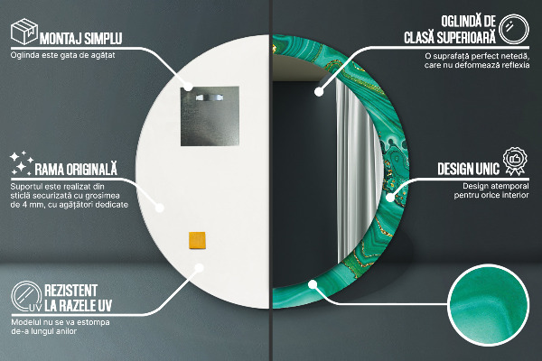 Rund spegel elegant Agat jaspis marmor