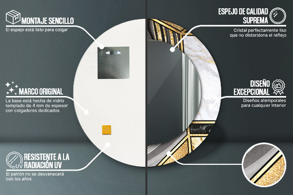 Rund spegel elegant Marmor agat och guld