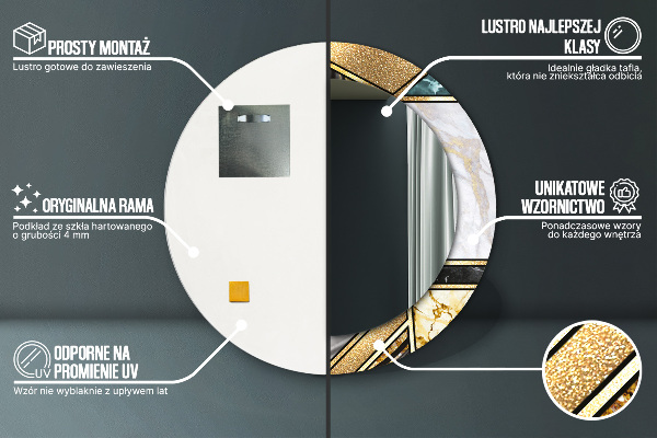 Rund spegel elegant Marmor agat och guld