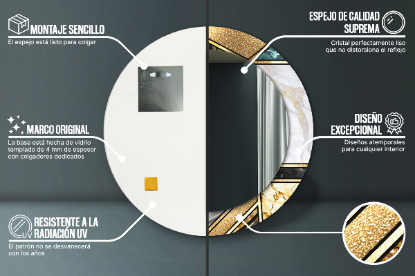 Rund spegel elegant Marmor agat och guld