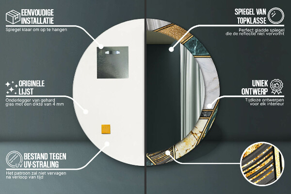 Rund spegel elegant Marmor agat och guld