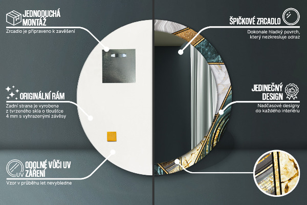 Rund spegel elegant Marmor agat och guld