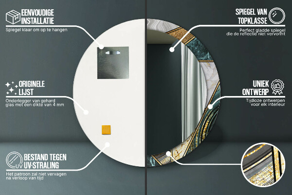 Rund spegel elegant Marmor agat och guld