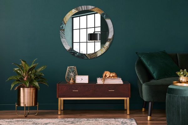 Rund spegel elegant Marmor agat och guld