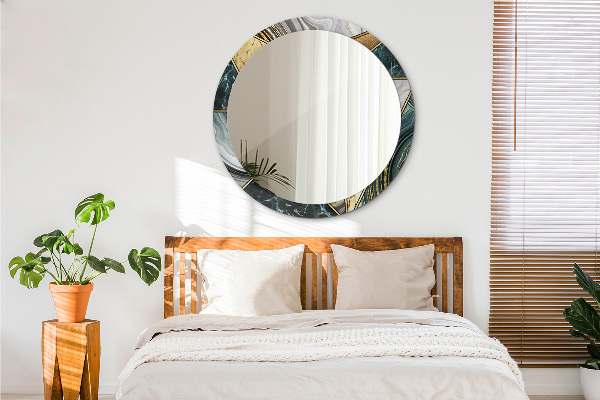 Rund spegel elegant Marmor agat och guld