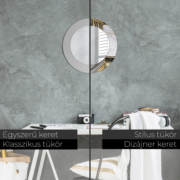 Rund spegel elegant Marmor agat och guld