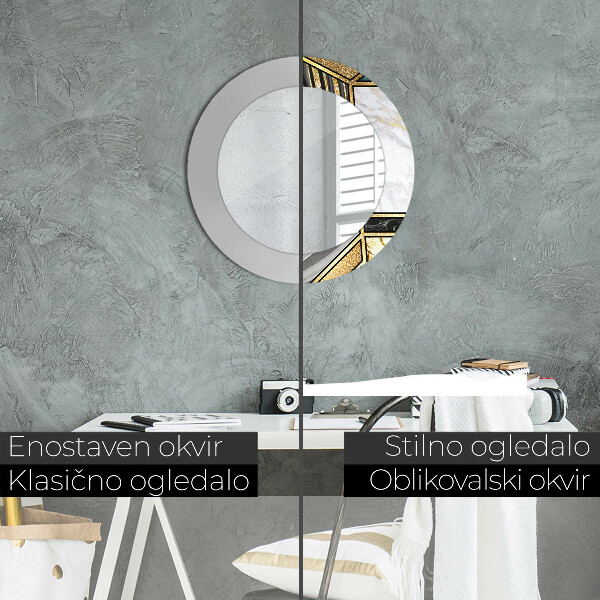 Rund spegel elegant Marmor agat och guld