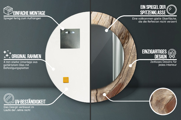 Rund spegel elegant Sprucket trä