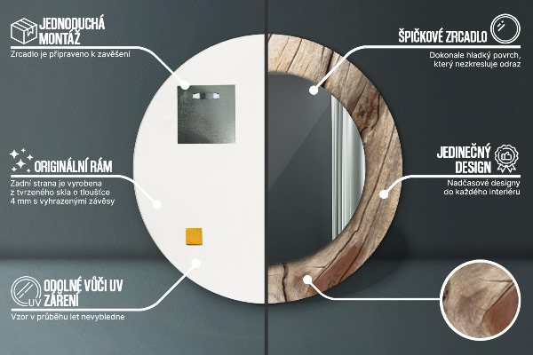 Rund spegel elegant Sprucket trä