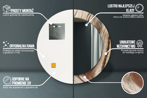 Rund spegel elegant Sprucket trä