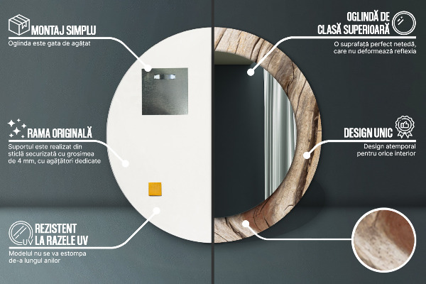 Rund spegel elegant Sprucket trä