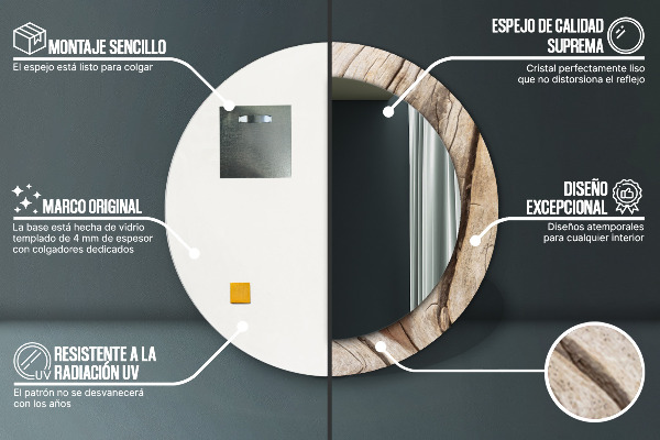 Rund spegel elegant Sprucket trä