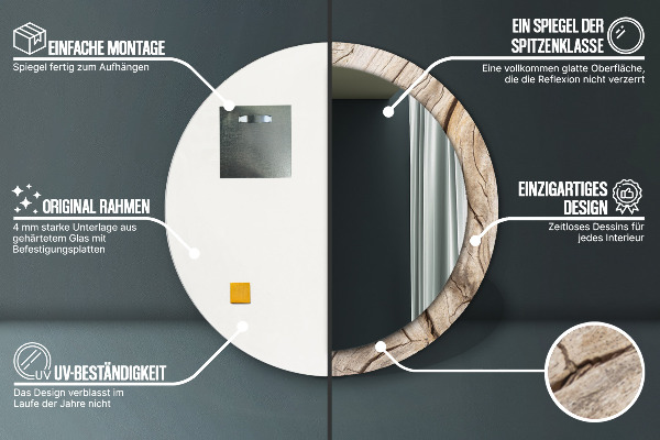 Rund spegel elegant Sprucket trä