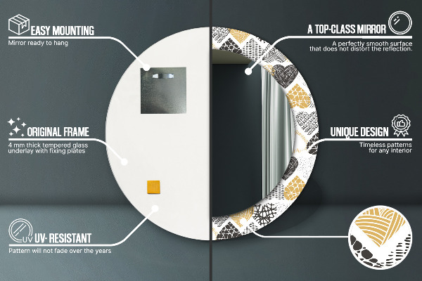 Rund spegel elegant Doodle hjärtan