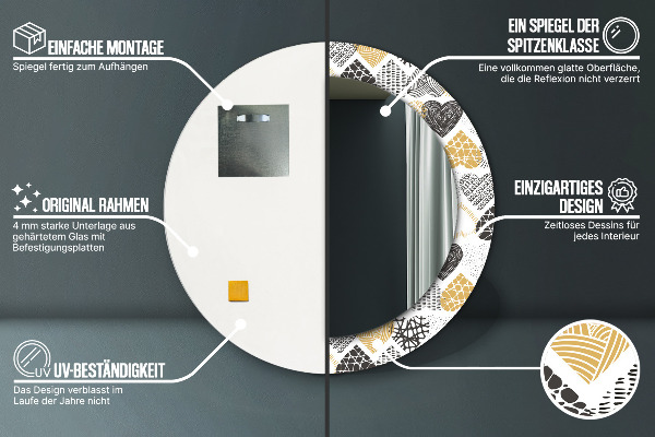 Rund spegel elegant Doodle hjärtan