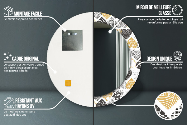 Rund spegel elegant Doodle hjärtan