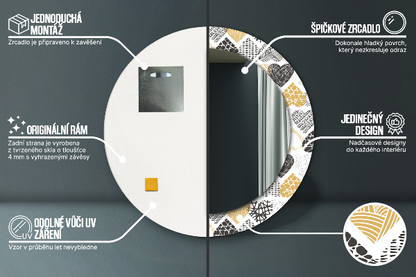 Rund spegel elegant Doodle hjärtan