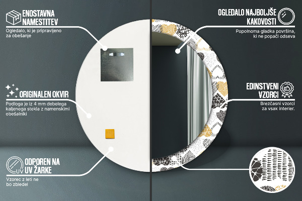 Rund spegel elegant Doodle hjärtan