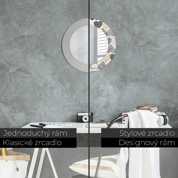 Rund spegel elegant Doodle hjärtan