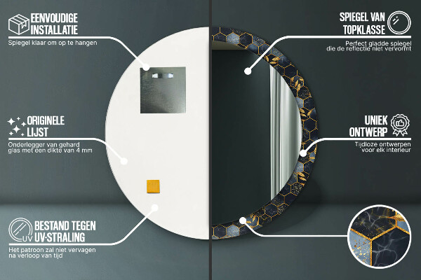 Rund spegel elegant Marmor hexagon