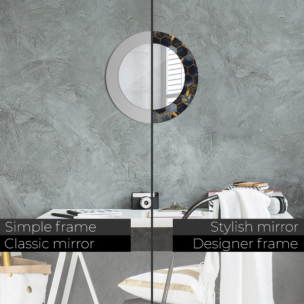 Rund spegel elegant Marmor hexagon