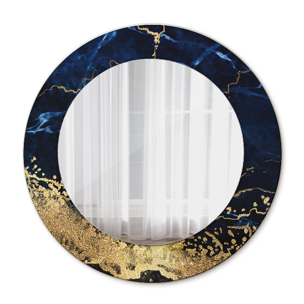 Rund spegel elegant Blå marmor