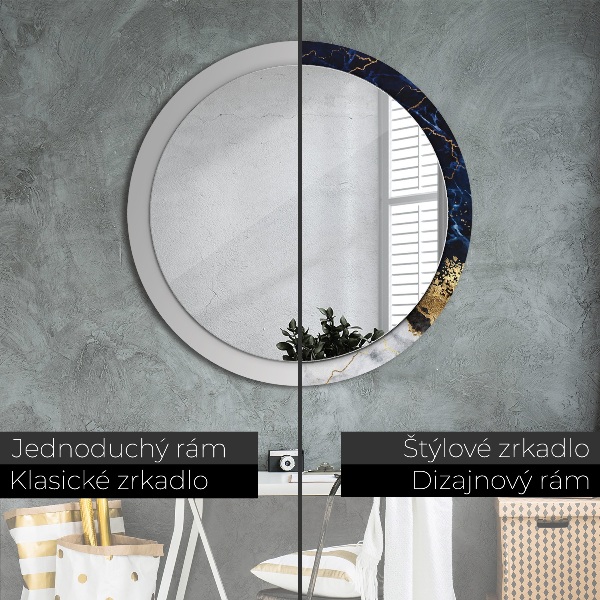 Rund spegel elegant Blå marmor